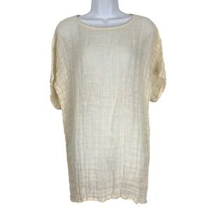 Linenbee Womens Boho Coastal Beach Lagenlook Gauze Linen Tunic Oversized M‎